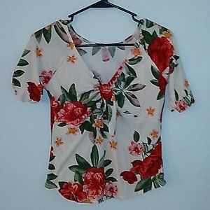 White floral half sleeve shirt